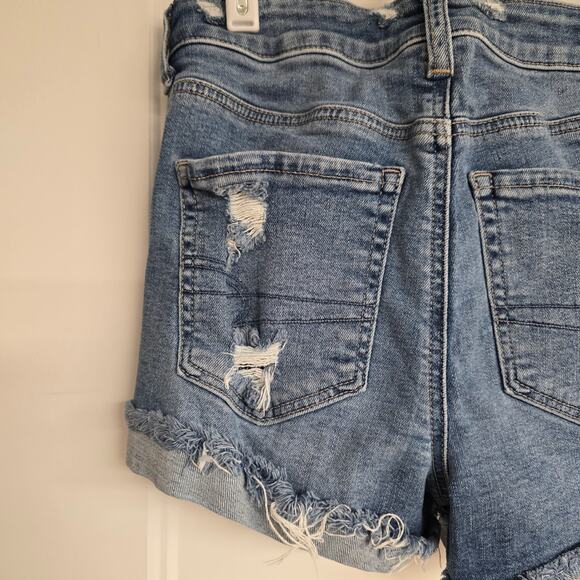 American Eagle "Hi-Rise Shortie" Destructed Distressed Jean Shorts | Size 4 - Picture 5 of 10